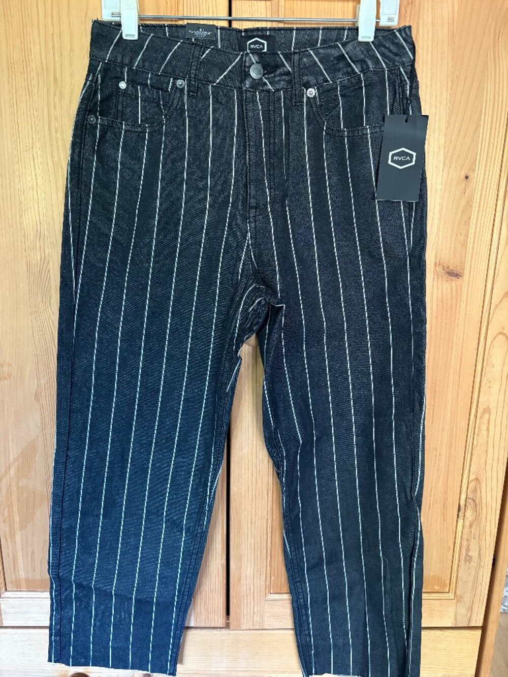 RVCA Women’s Holli Black Striped High Rise Cropped Pants